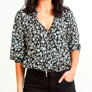 Sanctuary Evereve ‘Don’t Forget’ linen blend floral blouson top M